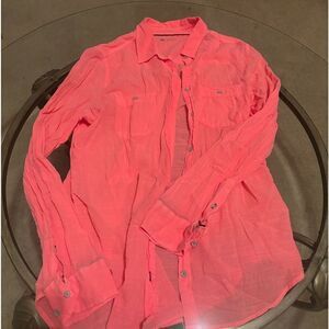 Stylus Neon Pink button up blouse